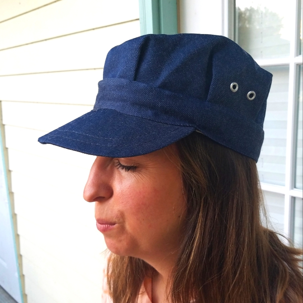 Denim vintage conductors hat, unisex